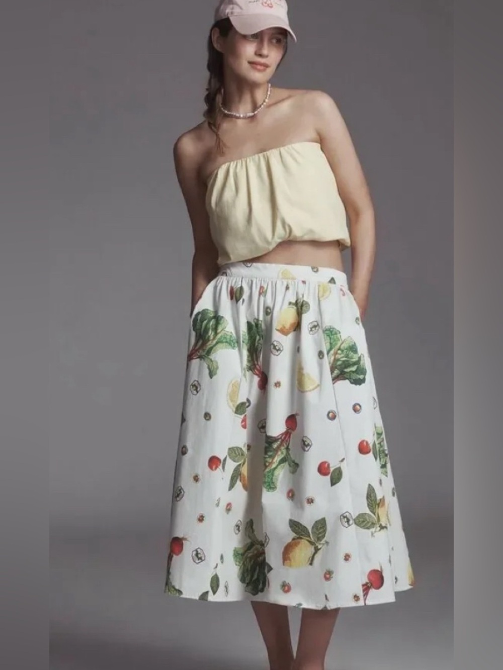 Anthropologie The Jacie Poplin Printed Midi Skirt by Maeve Medium